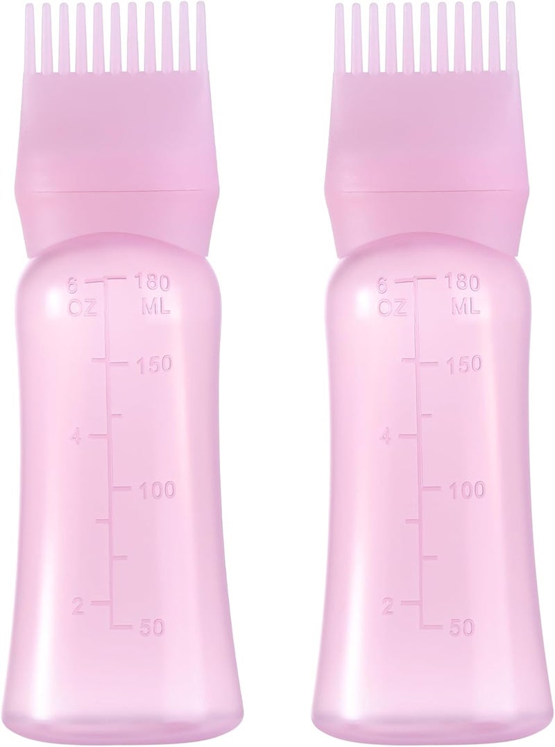 Dymoece Root Comb Applicator Bottle 6 Ounce Hair Oil Applicator for Hair Dye, Hair Oiler Comb Bottle with Graduated Scale - Image 1